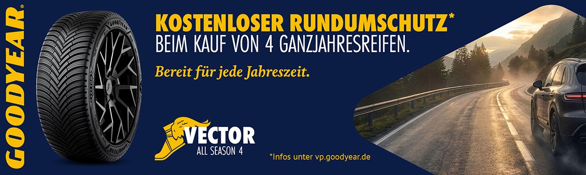 Kostenloser Rundumschutz beim Kauf von 4 Goodyear Ganzjahresreifen.